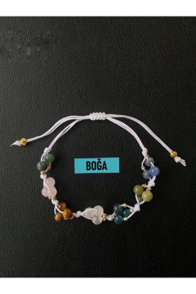 modvina Natural Stone Taurus Zodiac Bracelet Adjustable Drawstring Natural St...