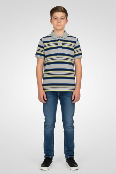 Tony Hawk Kids Boy Short Sleeve Stripe Polo Shirt, Multicolor
