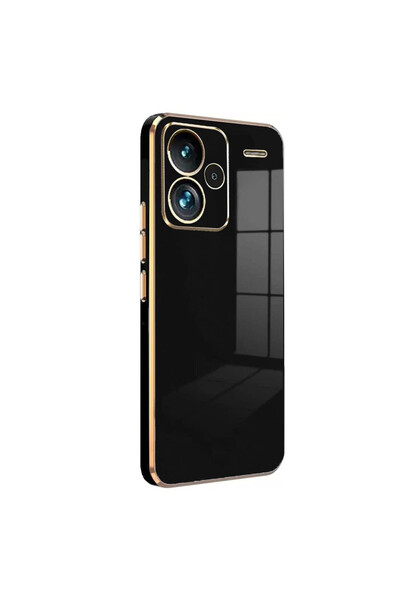 cepmoda حافظة ريدمي نوت 13 برو بلس لامعة - مرنة - حواف ذهبية - أسود