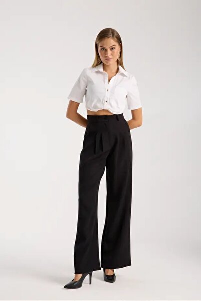 AN Trend Moda Women's Pleated Fabric high waist Palazzo Pants