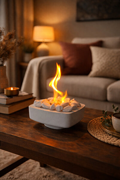 BKCUSTOMMADE Dekoratif Masaüstü Şömine Bioethanol Yakıtlı Set - 200ml Yakıt v...