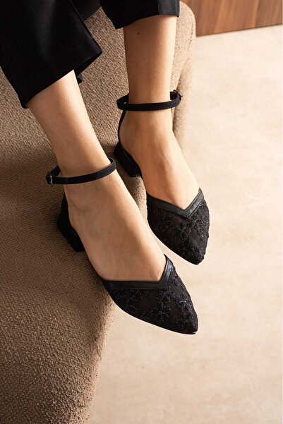 CICIKIZ Papatya, Closed Back, Open Sides, Floral Patterned Evening Dress Shoes