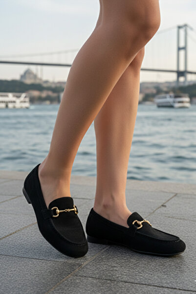 LUXEON Women's Black Daily Imported Buckle Suede Loafer Casual Orthopedic Lig...