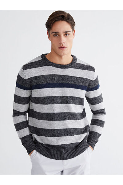 LC Waikiki Özmarka New Season Crew Neck Striped Men's Knitwear Sweater