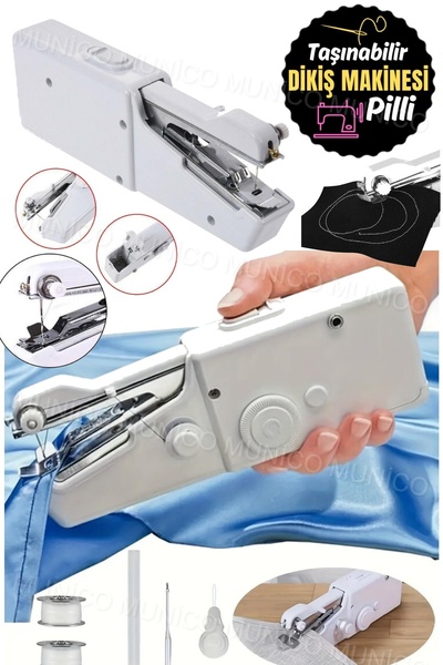 Munico Portatif Mini Elektrikli Dikiş Makinesi | Hızlı Onarım İçin Pil ile Ça...