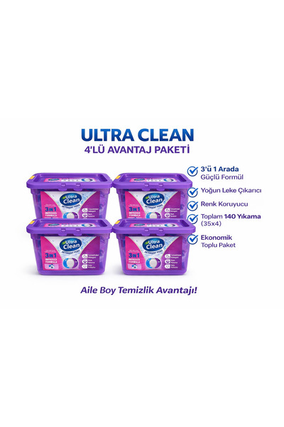 ultra clean çamaşır kapsülü 4 lü
