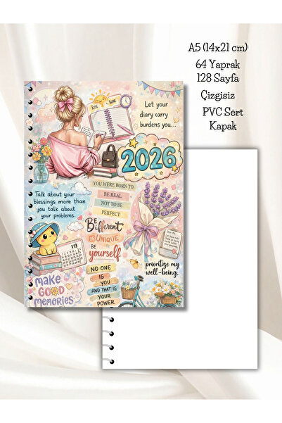 daily notebook Dreams Notebook/Unlined/A5 Size/128 Pages/Spiral Bound/Pvc Har...