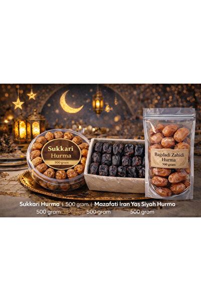 İhlas Karışık Hurma Ramazana özel Paket 1,5 KG Sukkari+ Mazafati İran Yaş Hur...