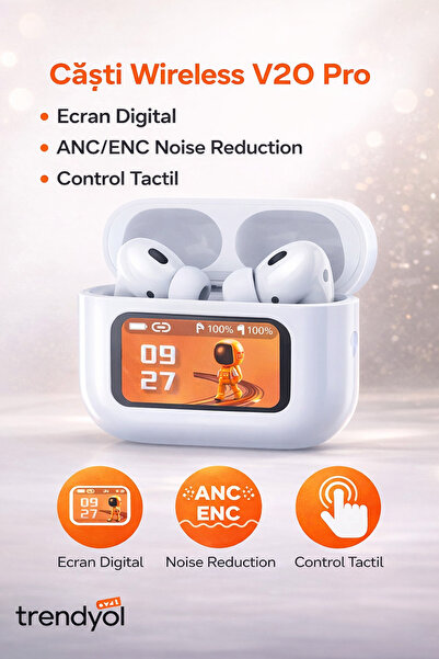 Otto V20 Pro Wireless Headphones with Digital Display, ANC/ENC, Noise Reducti...