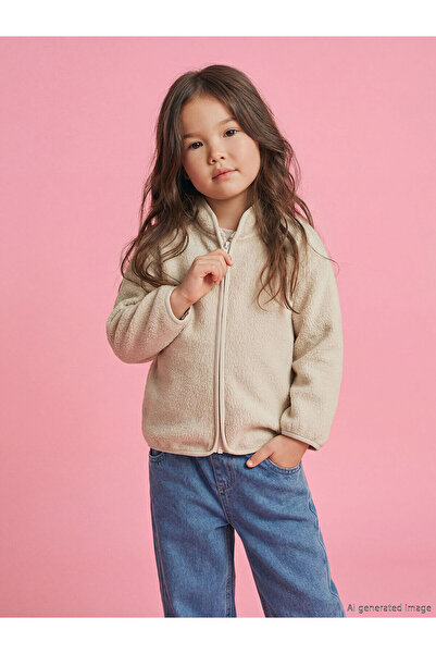 LC Waikiki Nevavm Oval Collar Girls' Zippered Sweatshirt with a Difference