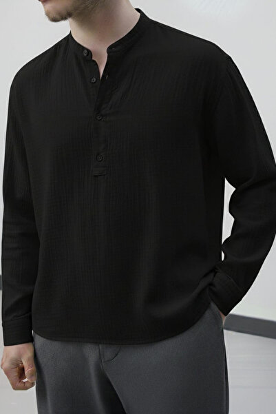 Wonraces Men's Half Oversize Comfortable Fit Stand Collar Half Placket Button...