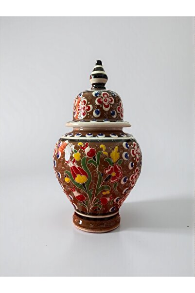 YOOS El Yapımı Çark İşi 25Cm Kütahya Çinisi Şah Küp Çini Vazo