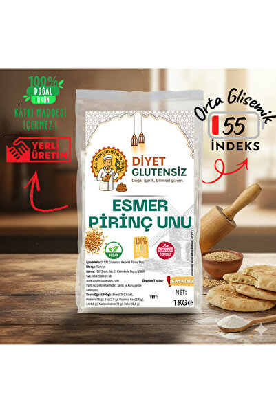 Diyet Glutensiz Glutensiz Esmer (Kepekli) Pirinç Unu 1 KG