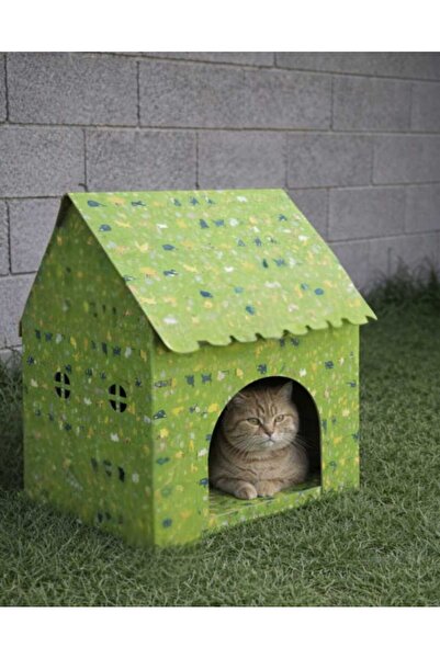 RASS Kedi Evi Karton Baskılı _Genişlik 35cm Uzunluk 48cm Derinlik 58cm
