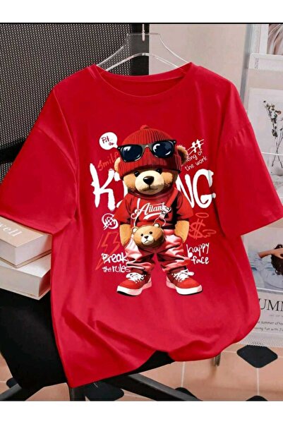 Lario New Design Cartoon Bear Printed T-Shirt, Women's Round Neck