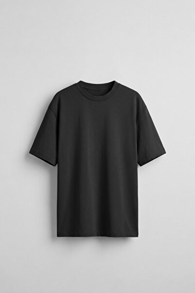 ablukaonline Men's Oversize Basic Soft Textured Comfortable T-Shirt Black