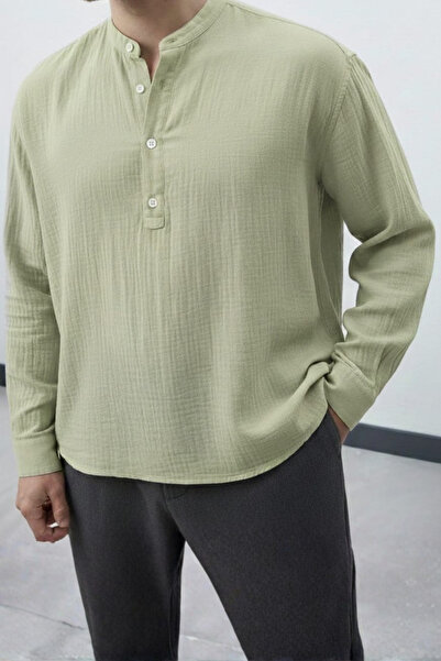 Wonraces Men's Half Oversize Comfortable Fit Stand Collar Half Placket Button...