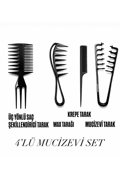 monalisatoka Mucizevi 4’Lü Tarak Seti Saç Şekillendirici Tarak Tüm Saçlar İçin