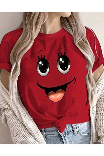 Lario Cartoon Print Crew Neck White Short Sleeve T-Shirt for Women for Daily ...