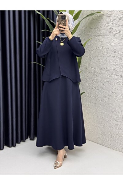 Trenddolabı Double Kumaş İkili Tesettür Alt Üst Etekli Takım