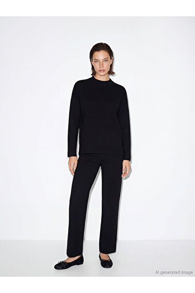 LC Waikiki Black Women's Knitwear Trousers with Elastic Waist
