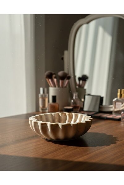 Plaster Crafts Dalga Formlu Yuvarlak Kase
