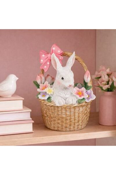 Tessari Coș de Paște cu Iepure din Polirășină 19 cm