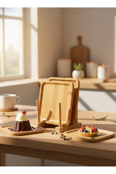Nuha Home 3 Adet 20 x 20 cm Kare Servis Tabağı, Sunumluk