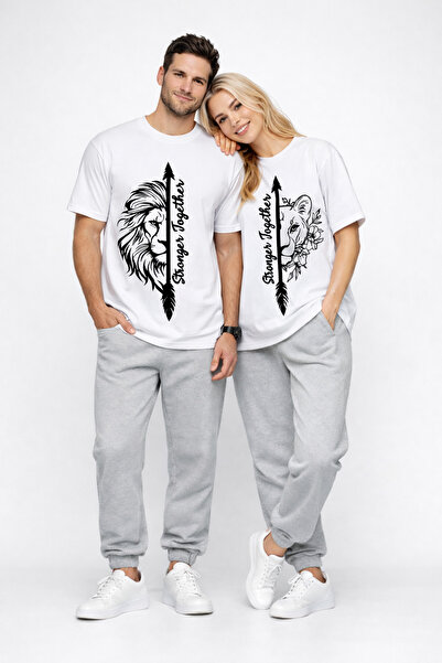 NEVERMIND Sevgili Kombini Oversize Couple T-Shirt Unisex Matching Couple Stro...