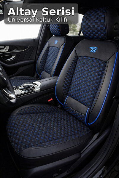 TROBUS غطاء مقعد من الريش الأسود والأزرق مع دعم أسفل الظهر، متوافق مع رينو كل...