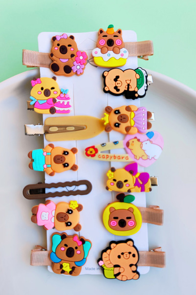 Nisankids Комплект от 14 броя щипки за коса Capybara