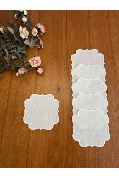 Smiling Home 6 Pieces Gardenia Linen Ecru Color Stylish Presentation Square E...