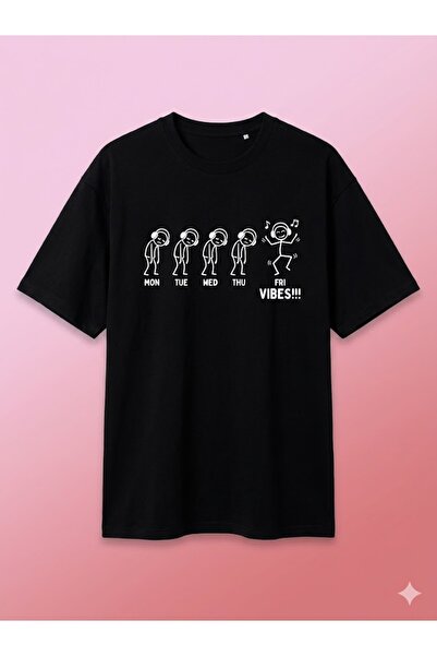 PERISENSE Unisex Frivibes Printed Premium Combed Cotton Oversize T-Shirt