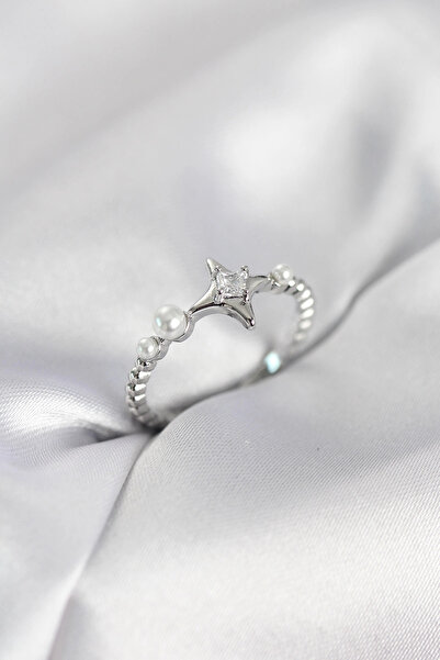 Nacario Mey Import ®   Polar Star Model Zircon Stone Silver Color Women's Ring