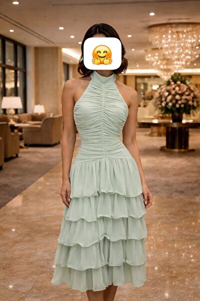 NO BRAND Evening dress, georgette fabric, Puffer, Barbie style