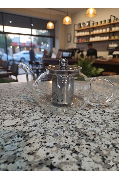 Reoona Cam Bitki Çayı Demliği 600 ml - Çelik Süzgeçli Demlik