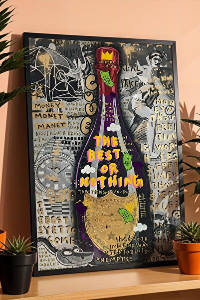 Saturn Tablou înrămat The Best or Nothing, Sticlă Dom Pérignon, Decor pentru ...