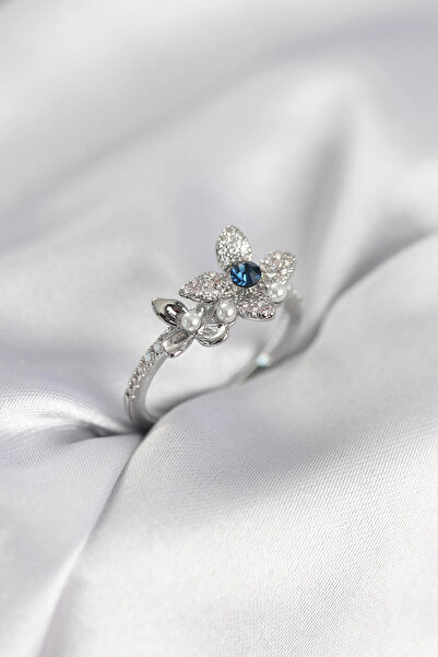 CT STONES Mey Import ®   Silver Color Flower Model Zircon Stone Women's Ring