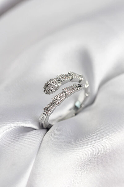 CT STONES Mey Import ®   Silver Color Zircon Stone Snake Model Women's Ring