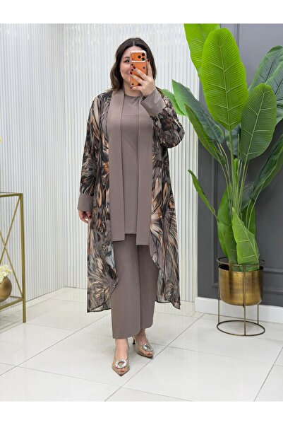 Modam Bella Plus Size Floral Patterned Three-Piece Set