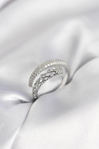 CT STONES Mey Import ®   Silver Color Zircon Stone Spiral Women's Ring