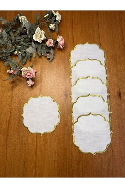 Smiling Home 6 bucăți de șervețele pentru prezentare, culoare auriu, din in G...