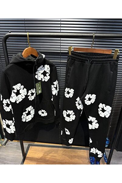 CLASSY.MODA Unisex Patterned Tracksuit Set – Hooded Sweatshirt and Jogger Bot...