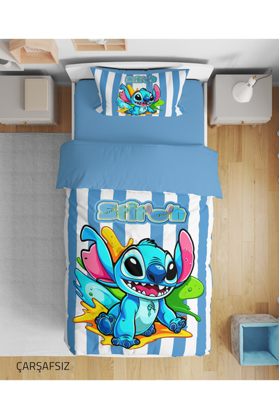 Erays Home Stitch Patterned 3D Digital Printed Single Boy's Duvet Cover Set W...