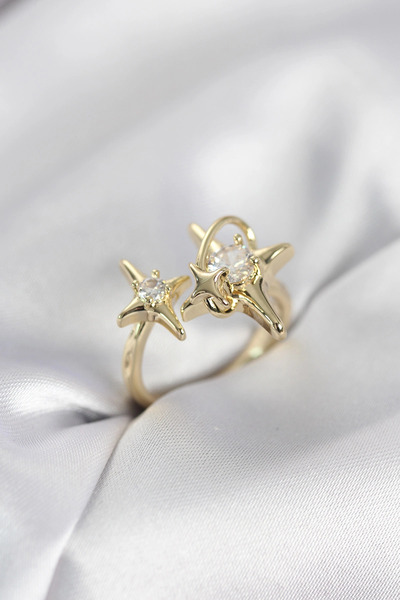 CT STONES Mey Import ®   Gold Color Polar Star Model Zircon Stone Women's Ring