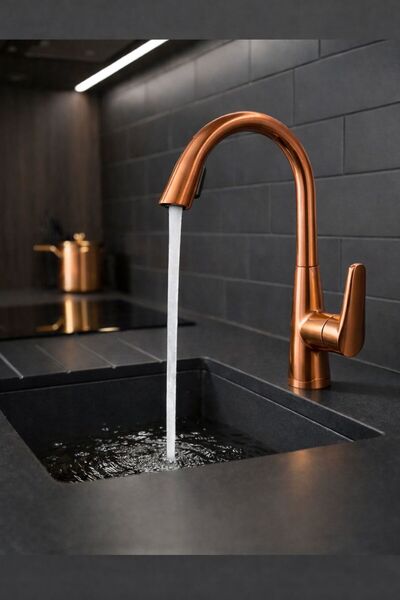 HT PRİMA Stylish Sink Kitchen Faucet with Hidden Spiral and Pull-Out Head