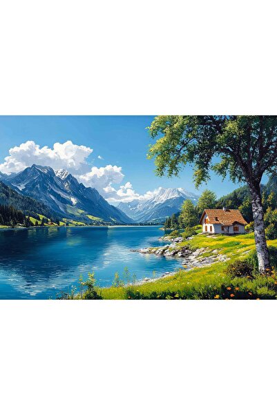 Aden DEKORATİF MANZARA MAVİLİK VE YEŞİLLİK BİR ARADA KANVAS TABLO