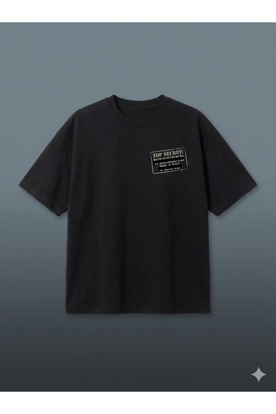 PERISENSE Unisex Top Secret Printed Premium Combed Cotton Oversize T-Shirt