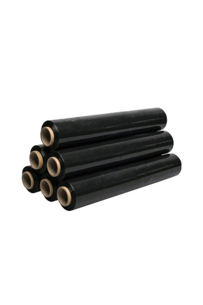 AGOPACK Set of 6 Black Stretch Film Rolls - 143m, 1.6kg for Pallet Wrapping, ...