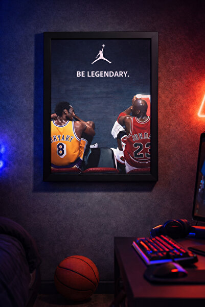 koi art design Siyah Çerçeveli Tek Parça NBA Temalı Genç Odası/Spor Salonu Ko...